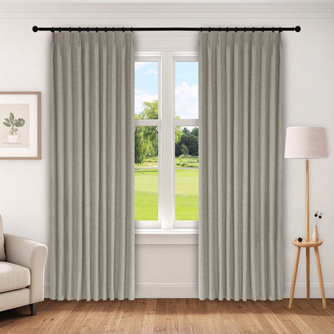 1044 100% Blackout Heavyweight 350GSM Linen Texture Drapes Pinch Pleat 1 Panel