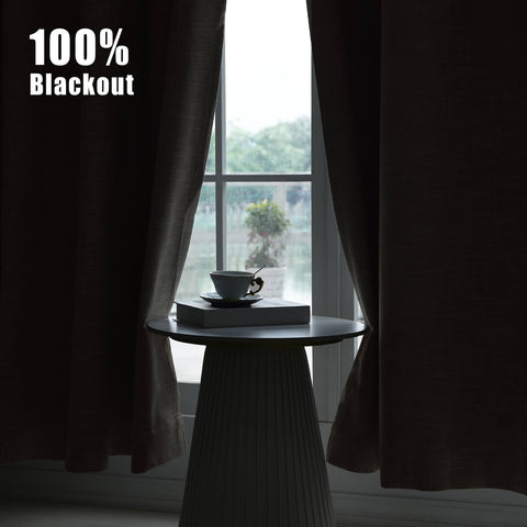 1044 100% Blackout Heavyweight 350GSM Linen Texture Drapes Pinch Pleat 1 Panel