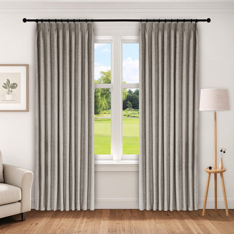 1044 100% Blackout Heavyweight 350GSM Linen Texture Drapes Pinch Pleat 1 Panel