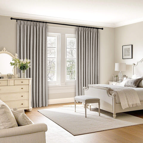 1044 100% Blackout Heavyweight 350GSM Linen Texture Drapes Pinch Pleat 1 Panel