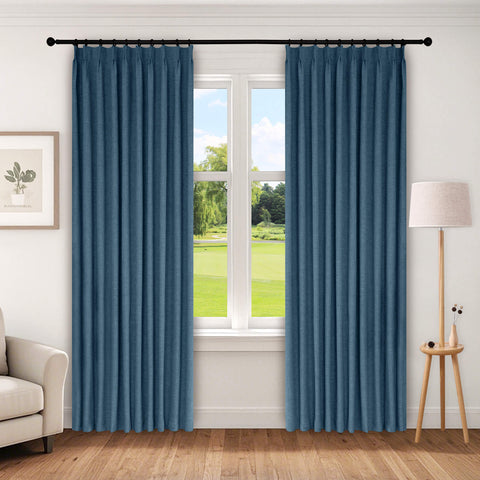 1044 100% Blackout Heavyweight 350GSM Linen Texture Drapes Pinch Pleat 1 Panel