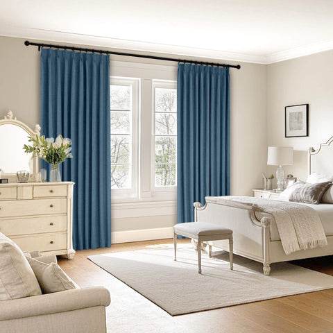 1044 100% Blackout Heavyweight 350GSM Linen Texture Drapes Pinch Pleat 1 Panel