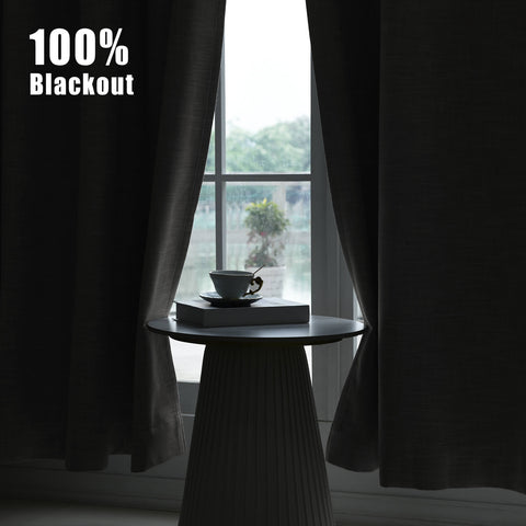 1044 100% Blackout Heavyweight 350GSM Linen Texture Drapes Pinch Pleat 1 Panel