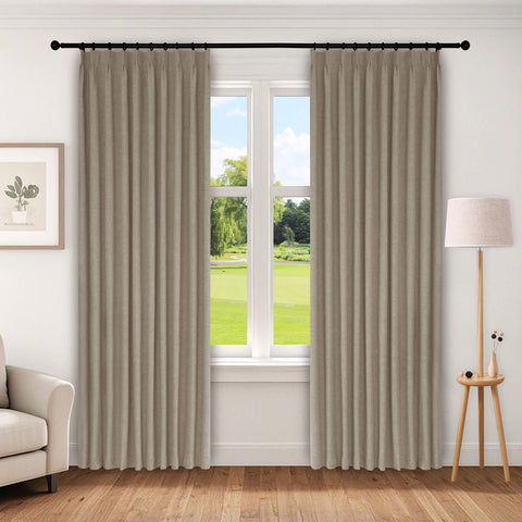 1044 100% Blackout Heavyweight 350GSM Linen Texture Drapes Pinch Pleat 1 Panel