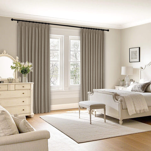 1044 100% Blackout Heavyweight 350GSM Linen Texture Drapes Pinch Pleat 1 Panel