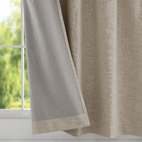 1044 100% Blackout Heavyweight 350GSM Linen Texture Drapes Pinch Pleat 1 Panel