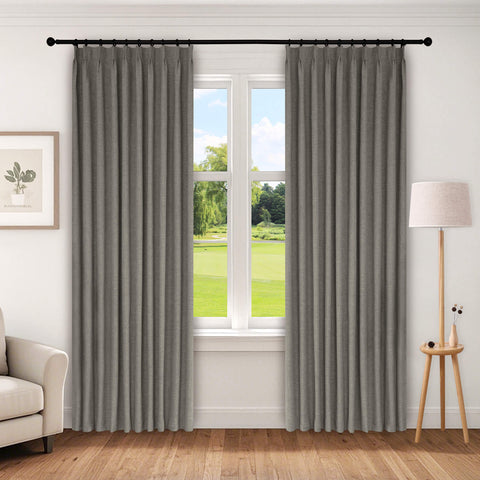 1044 100% Blackout Heavyweight 350GSM Linen Texture Drapes Pinch Pleat 1 Panel