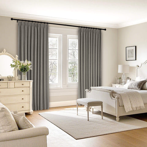 1044 100% Blackout Heavyweight 350GSM Linen Texture Drapes Pinch Pleat 1 Panel
