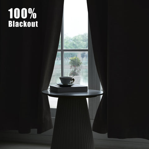 1044 100% Blackout Heavyweight 350GSM Linen Texture Drapes Pinch Pleat 1 Panel