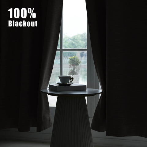 1044 100% Blackout Heavyweight 350GSM Linen Texture Drapes Pinch Pleat 1 Panel