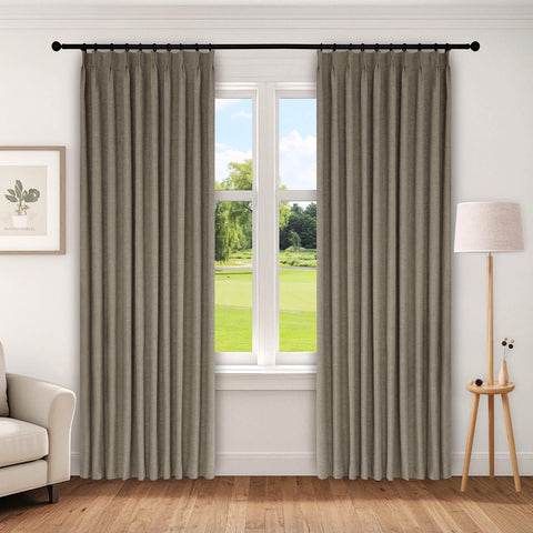 1044 100% Blackout Heavyweight 350GSM Linen Texture Drapes Pinch Pleat 1 Panel