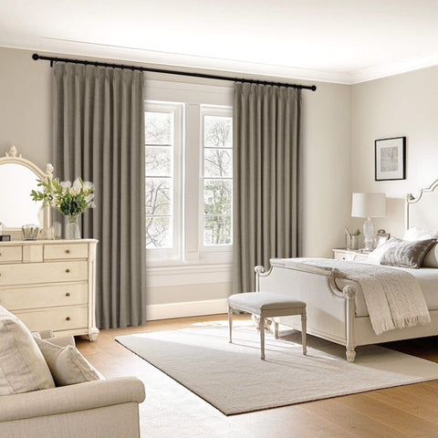 1044 100% Blackout Heavyweight 350GSM Linen Texture Drapes Pinch Pleat 1 Panel