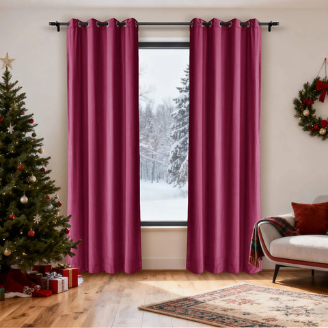 MJ11 Christmas Soft Velvet Blackout Drapes For Bedroom Living Room Holiday Decorations 1 Panel