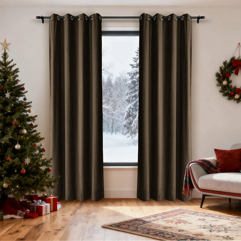 MJ11 Christmas Soft Velvet Blackout Drapes For Bedroom Living Room Holiday Decorations 1 Panel