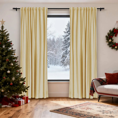 MJ11 Christmas Soft Velvet Blackout Drapes For Bedroom Living Room Holiday Decorations 1 Panel