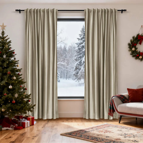 MJ11 Christmas Soft Velvet Blackout Drapes For Bedroom Living Room Holiday Decorations 1 Panel
