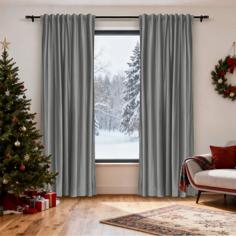 MJ11 Christmas Soft Velvet Blackout Drapes For Bedroom Living Room Holiday Decorations 1 Panel