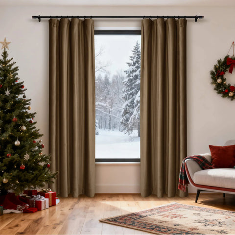 MJ11 Christmas Soft Velvet Blackout Drapes For Bedroom Living Room Holiday Decorations 1 Panel