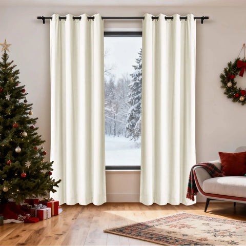 MJ11 Christmas Soft Velvet Blackout Drapes For Bedroom Living Room Holiday Decorations 1 Panel