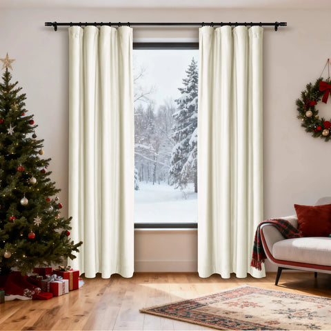MJ11 Christmas Soft Velvet Blackout Drapes For Bedroom Living Room Holiday Decorations 1 Panel