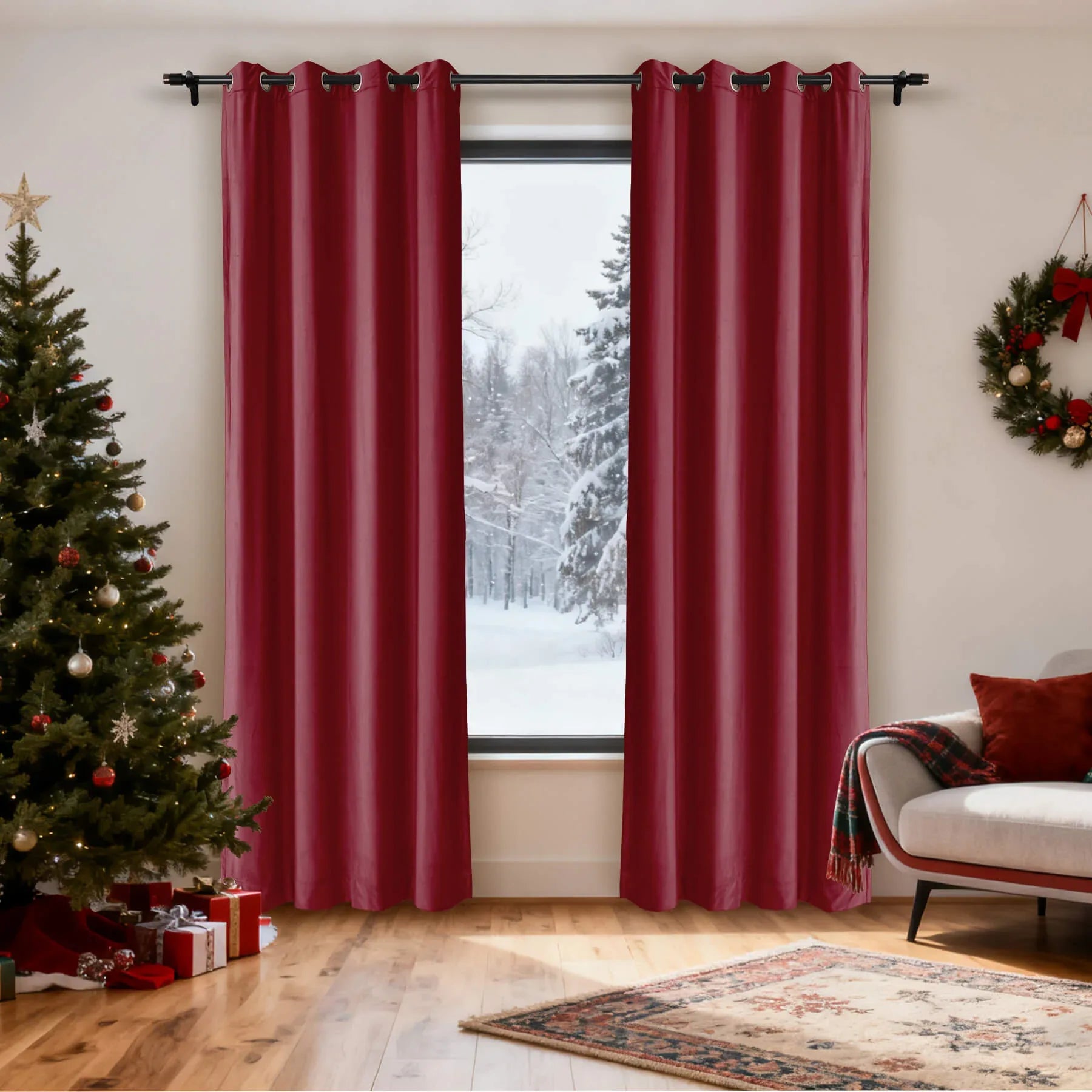 Cololeaf-Christmas-Soft-Luxury-Velvet-Blackout-Drapes-Thermal-Curtains-Raspberry-Red_5 - Cololeaf