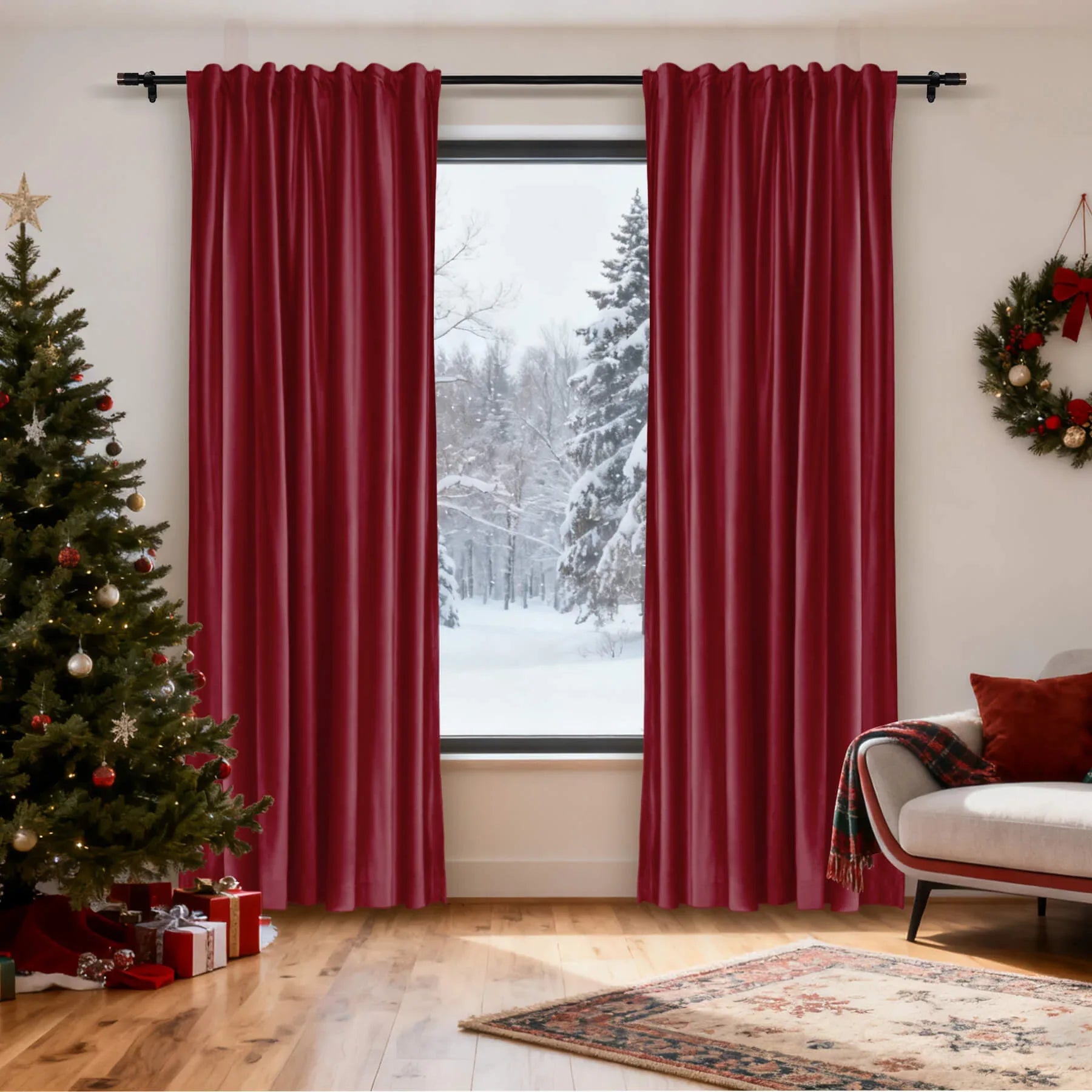 Cololeaf-Christmas-Soft-Luxury-Velvet-Blackout-Drapes-Thermal-Curtains-Raspberry-Red_7 - Cololeaf