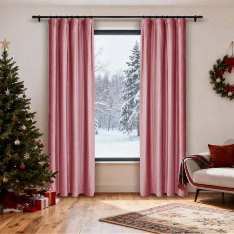 MJ11 Christmas Soft Velvet Blackout Drapes For Bedroom Living Room Holiday Decorations 1 Panel