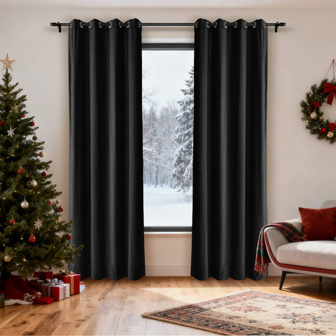 MJ11 Christmas Soft Velvet Blackout Drapes For Bedroom Living Room Holiday Decorations 1 Panel