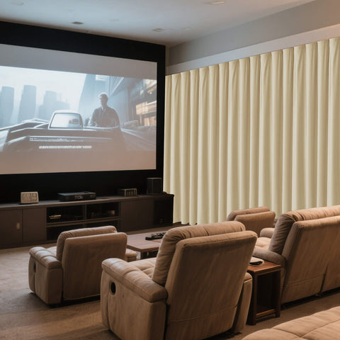 MJ11 Soft Velvet Home Theater Blackout Curtain Noise Reducing with Liner Multiple Headers 1 Panel