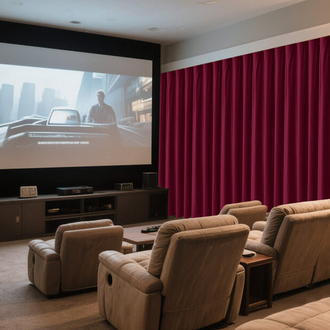 MJ11 Soft Velvet Home Theater Blackout Curtain Noise Reducing with Liner Multiple Headers 1 Panel