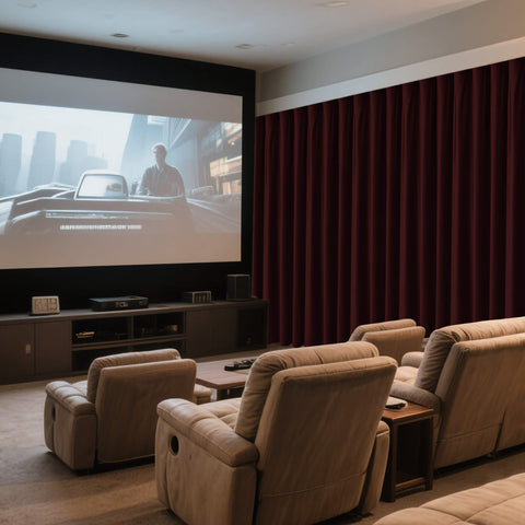 MJ11 Soft Velvet Home Theater Blackout Curtain Noise Reducing with Liner Multiple Headers 1 Panel