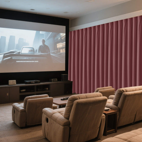 MJ11 Soft Velvet Home Theater Blackout Curtain Noise Reducing with Liner Multiple Headers 1 Panel