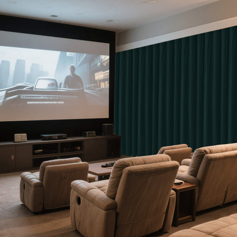 MJ11 Soft Velvet Home Theater Blackout Curtain Noise Reducing with Liner Multiple Headers 1 Panel