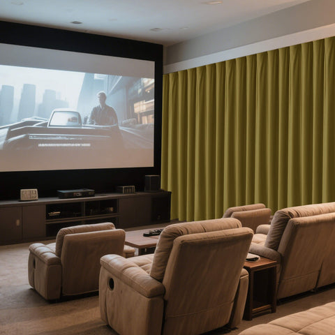 MJ11 Soft Velvet Home Theater Blackout Curtain Noise Reducing with Liner Multiple Headers 1 Panel