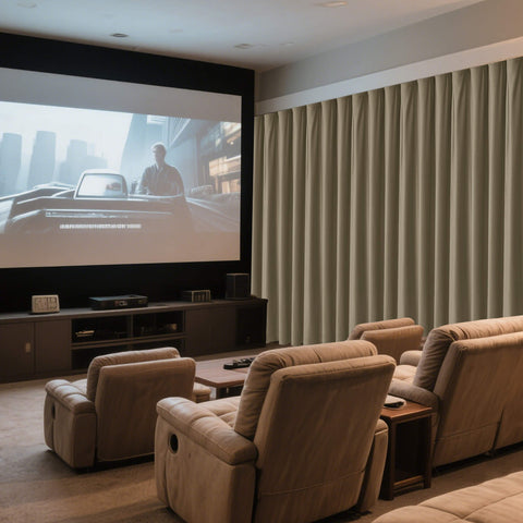 MJ11 Soft Velvet Home Theater Blackout Curtain Noise Reducing with Liner Multiple Headers 1 Panel