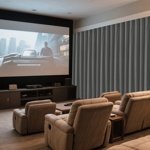MJ11 Soft Velvet Home Theater Blackout Curtain Noise Reducing with Liner Multiple Headers 1 Panel