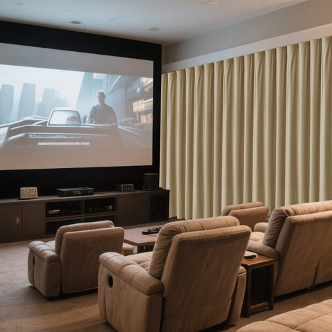 MJ11 Soft Velvet Home Theater Blackout Curtain Noise Reducing with Liner Multiple Headers 1 Panel