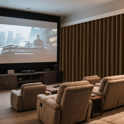 MJ11 Soft Velvet Home Theater Blackout Curtain Noise Reducing with Liner Multiple Headers 1 Panel