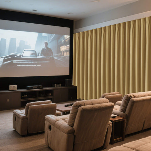MJ11 Soft Velvet Home Theater Blackout Curtain Noise Reducing with Liner Multiple Headers 1 Panel