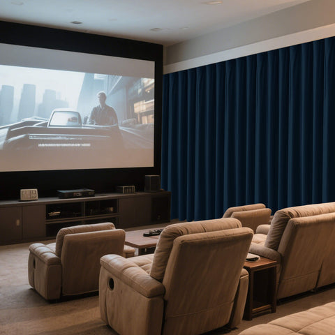 MJ11 Soft Velvet Home Theater Blackout Curtain Noise Reducing with Liner Multiple Headers 1 Panel