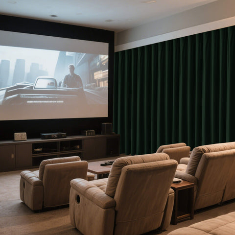 MJ11 Soft Velvet Home Theater Blackout Curtain Noise Reducing with Liner Multiple Headers 1 Panel