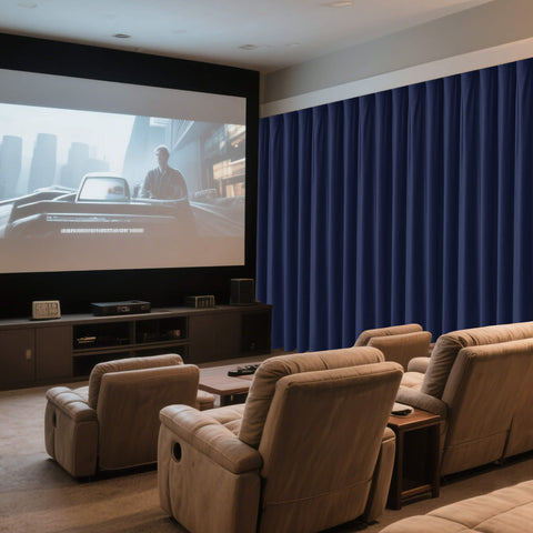 MJ11 Soft Velvet Home Theater Blackout Curtain Noise Reducing with Liner Multiple Headers 1 Panel