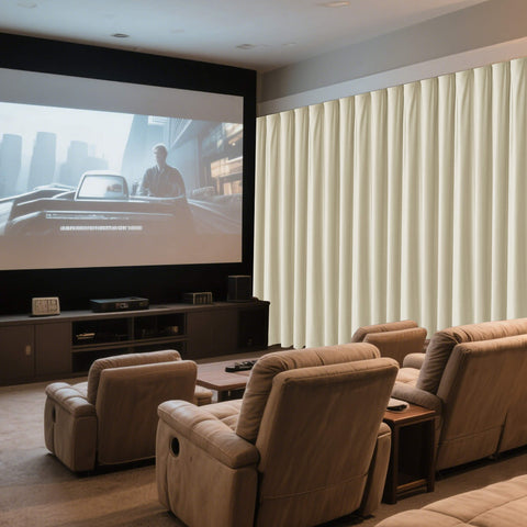 MJ11 Soft Velvet Home Theater Blackout Curtain Noise Reducing with Liner Multiple Headers 1 Panel