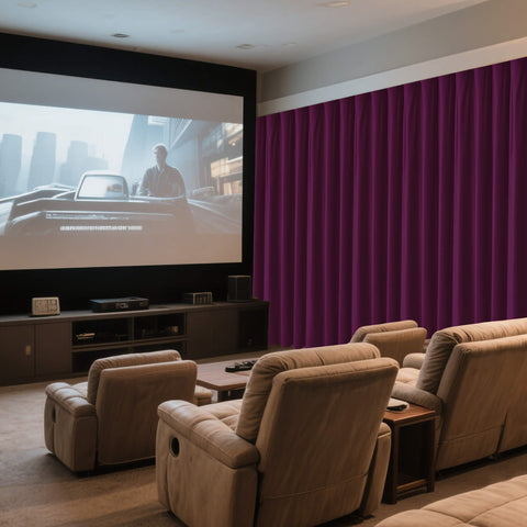 MJ11 Soft Velvet Home Theater Blackout Curtain Noise Reducing with Liner Multiple Headers 1 Panel