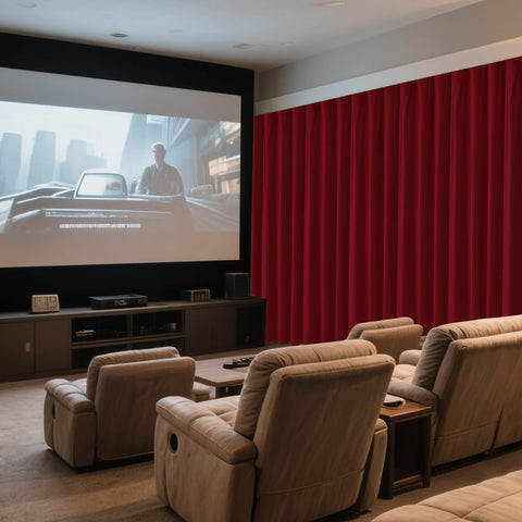 MJ11 Soft Velvet Home Theater Blackout Curtain Noise Reducing with Liner Multiple Headers 1 Panel
