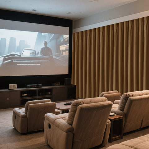 MJ11 Soft Velvet Home Theater Blackout Curtain Noise Reducing with Liner Multiple Headers 1 Panel