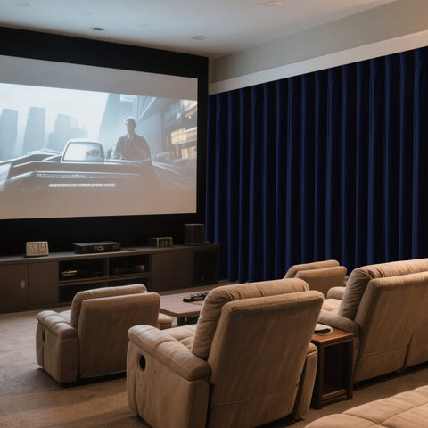 MJ11 Soft Velvet Home Theater Blackout Curtain Noise Reducing with Liner Multiple Headers 1 Panel