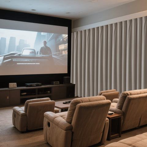MJ11 Soft Velvet Home Theater Blackout Curtain Noise Reducing with Liner Multiple Headers 1 Panel