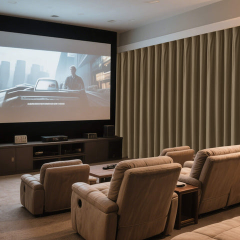 MJ11 Soft Velvet Home Theater Blackout Curtain Noise Reducing with Liner Multiple Headers 1 Panel