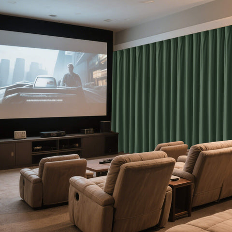 MJ11 Soft Velvet Home Theater Blackout Curtain Noise Reducing with Liner Multiple Headers 1 Panel